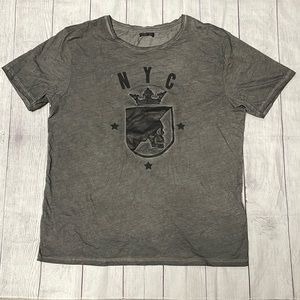 Zara Man Skull Print Short Sleeve Shirt Sz XL